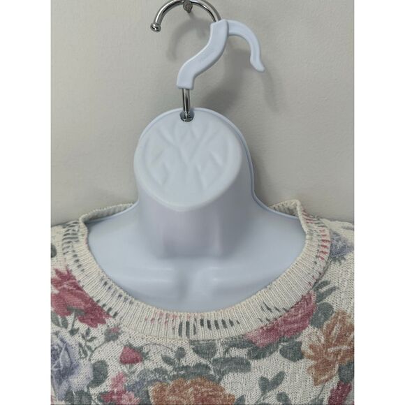 VINTAGE Denim Republic Oversized Cream, Pink, Peach Floral Print Sweater Size L - Picture 3 of 7